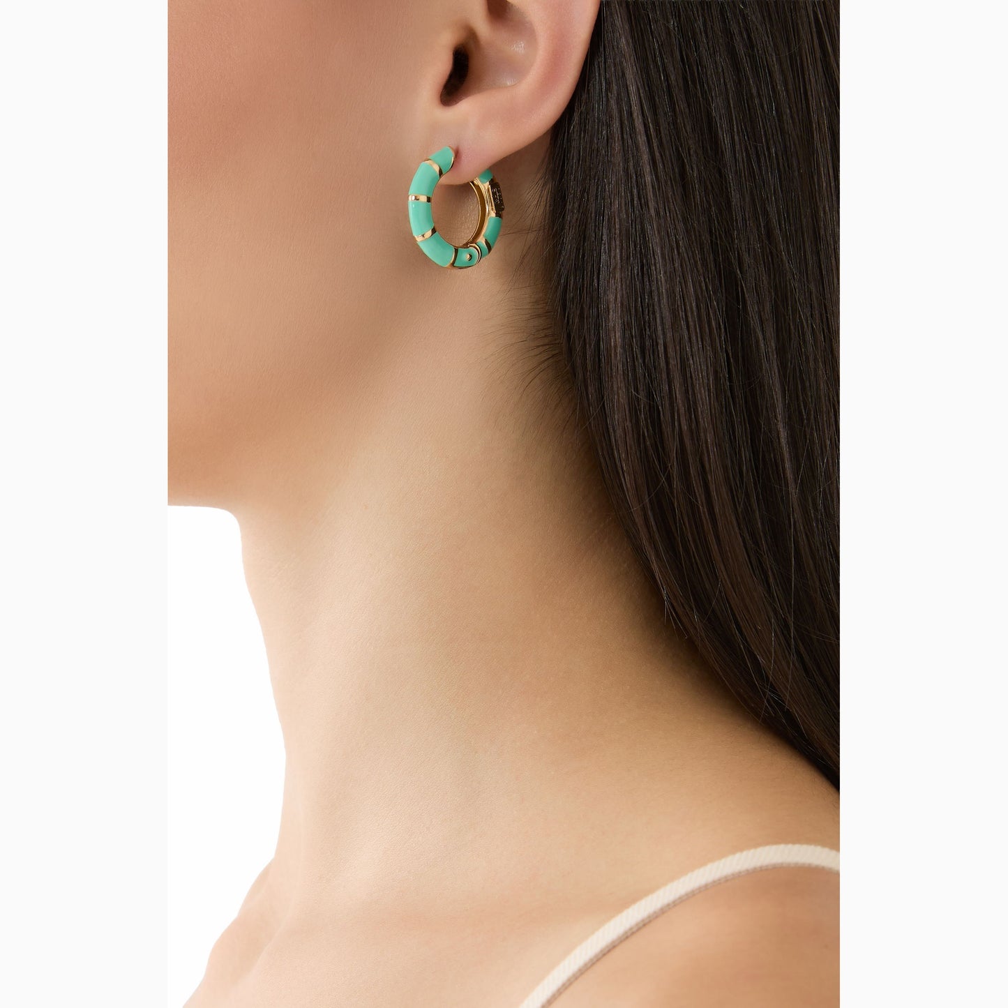 Gas Bijoux Bambou Enamel Mini Earrings - Turquoise