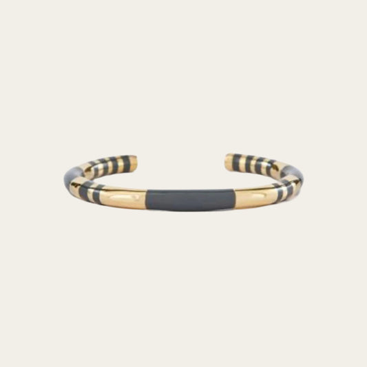 grey and gold striped bangle available at The Artemis Edit