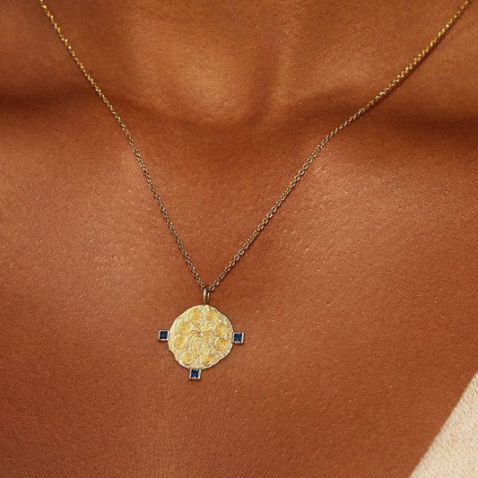 Agapee Oxta Necklace on model neck close up