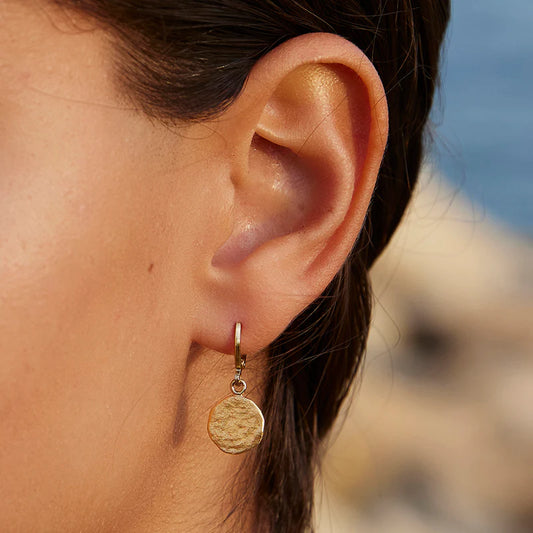 Agapee Luna Earrings close up image on model ear