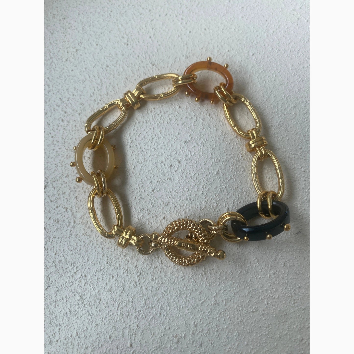 Gas Bijoux Prato bracelet gold plated chain links with coloured acetate links in between