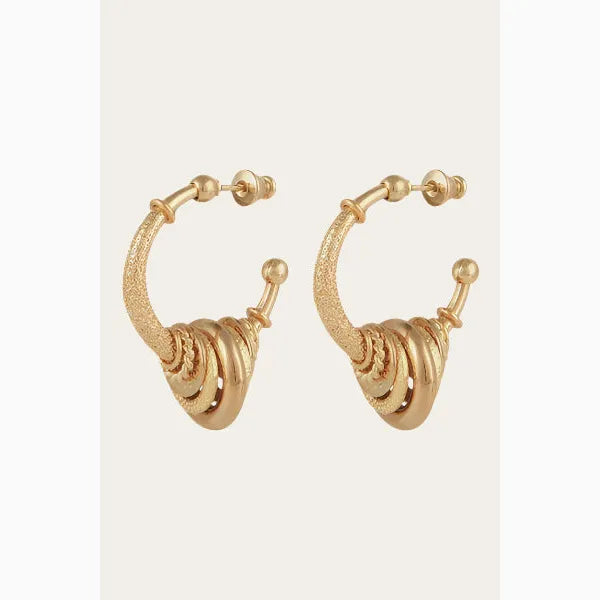Gas Bijoux Maranzana earrings, gold plated hoops, on neutral backdrop available at The Artemis Edit
