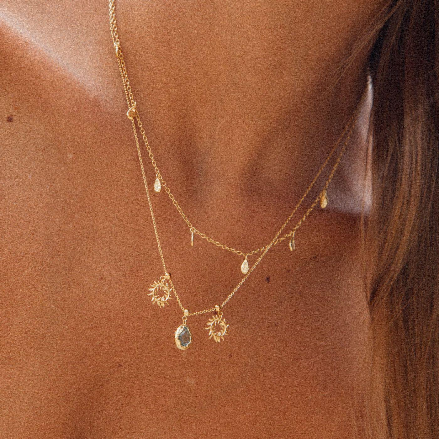 agapee marta necklace layered close up image on model neck
