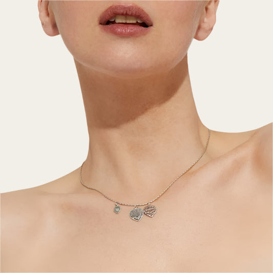 Gas Bijoux I love you mini necklace on model neckline