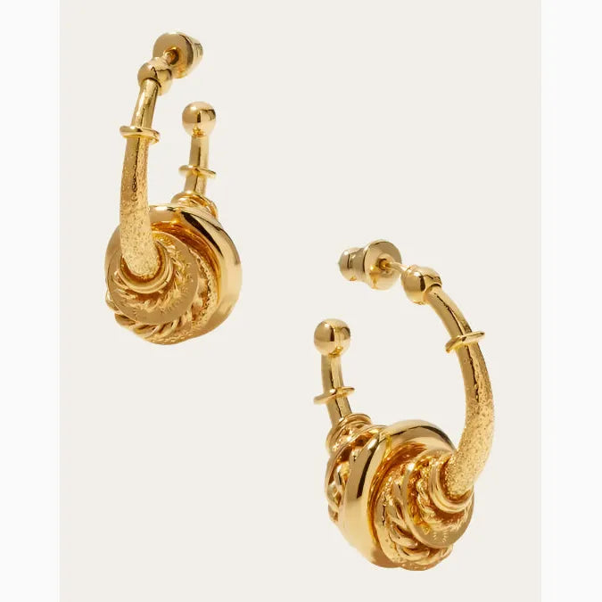 Gas Bijoux Maranzana earrings, gold plated hoops, on neutral backdrop available at The Artemis Edit