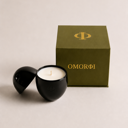 Black omorfi candle with luxury green gift box