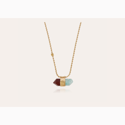 Necklace pendant gas bijoux aventurine at The Artemis Edit - neutral flat lay