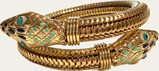 gold cobra bracelet with turquoise stones