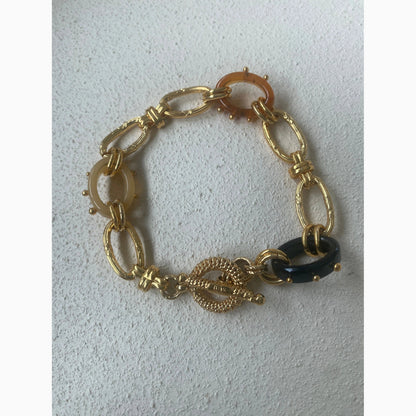 Gas Bijoux Prato bracelet gold plated chain links with coloured acetate links in between