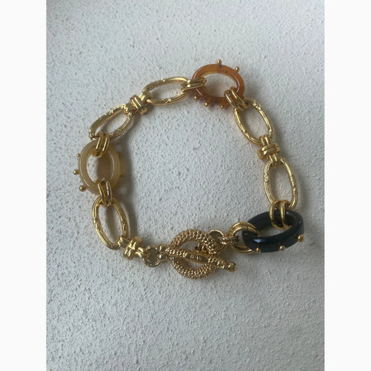 Gas Bijoux Prato bracelet gold plated chain links with coloured acetate links in between
