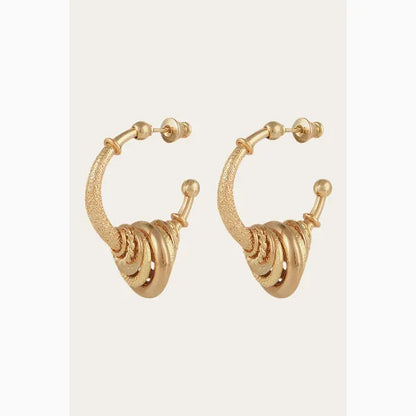 Gas Bijoux Maranzana earrings, gold plated hoops, on neutral backdrop available at The Artemis Edit