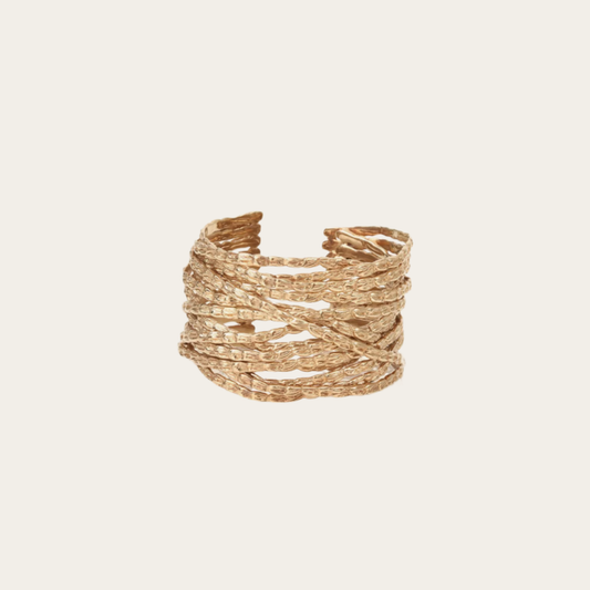 Gas Bijoux Liane cuff bracelet, flat lay neutral background