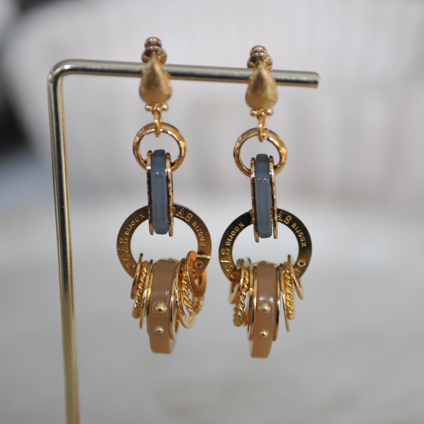 gold and resin drop earrings with gold rings available at the artemis edit