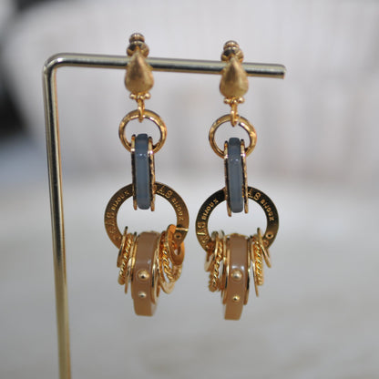 gold and resin drop earrings with gold rings available at the artemis edit