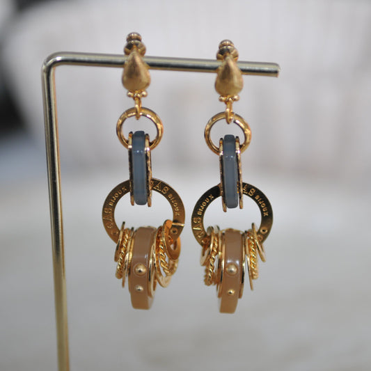 gold and resin drop earrings with gold rings available at the artemis edit