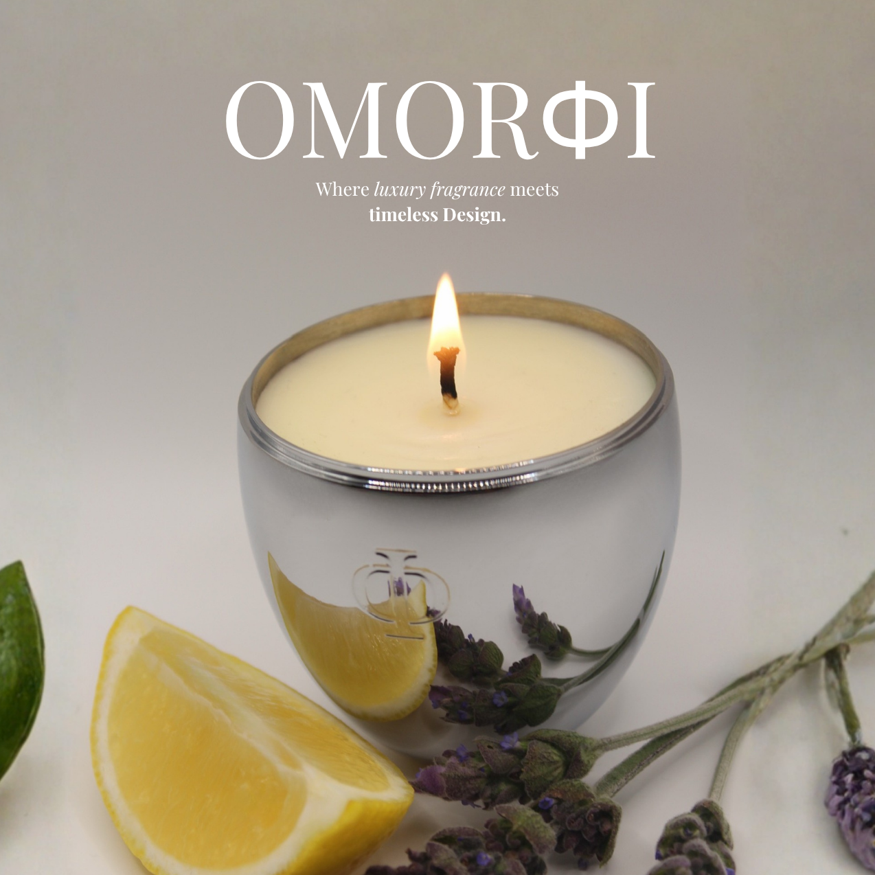 silver egg metallic candle with lavender and lemon